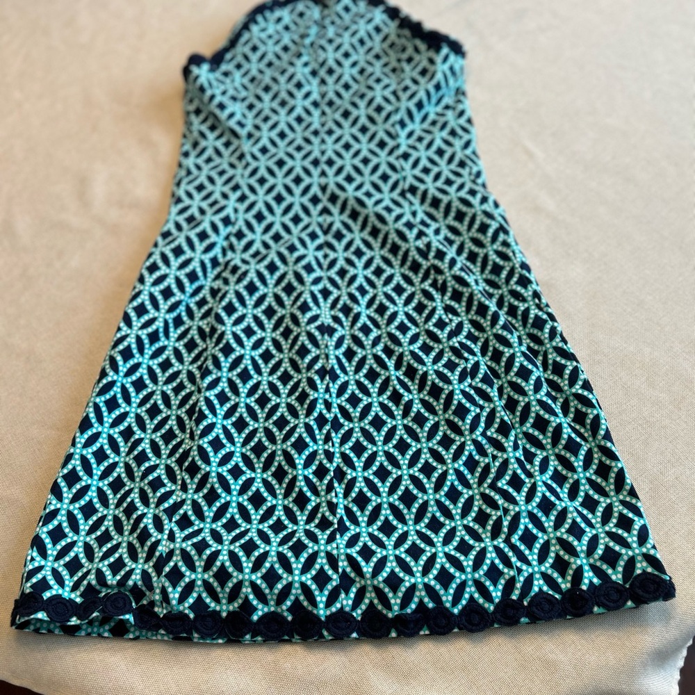 crown & ivy Black and Mint Geometric print dress knee length Size 2 feminine - Picture 2 of 8